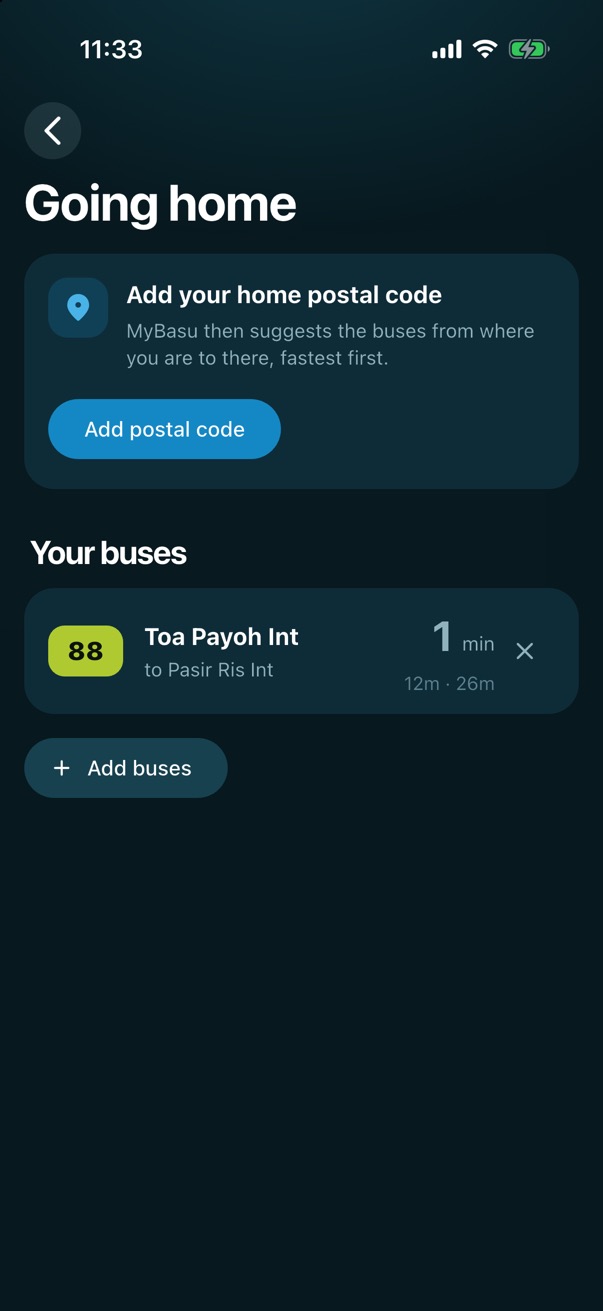 The Going home screen